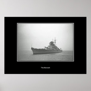 Poster Encouraçado Bismarck, Cartaz Vintage Schlachtschif