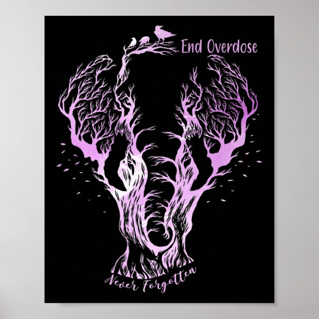 Poster End Overdose Never Forget Line Art Sketch Ornate E (Frente)