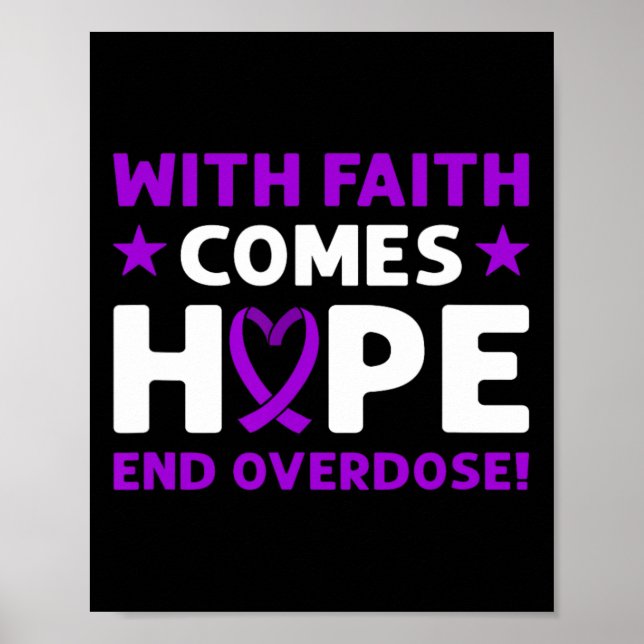 Poster End Overdose! Purple Ribbon. Overdose Awareness  (Frente)