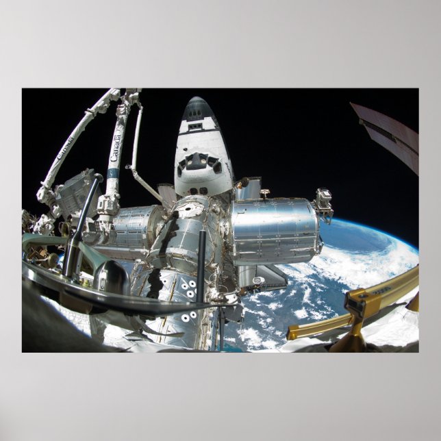 Poster Endeavor de Shuttle de Espaço e ISS (Frente)
