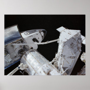 Poster Endeavor de Shuttle Espacial encaixado com ISS