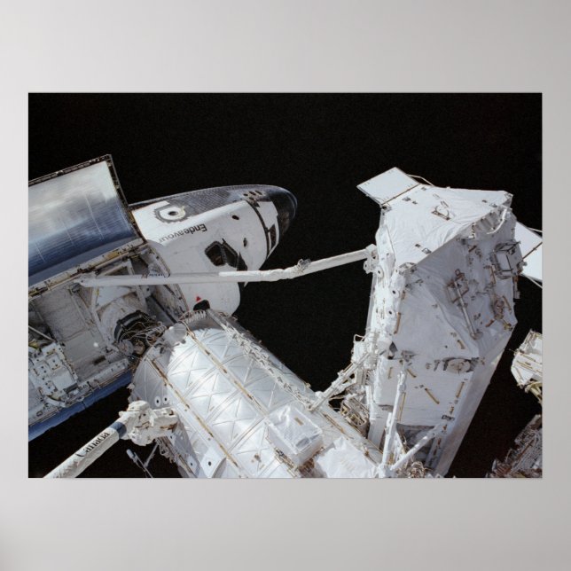 Poster Endeavor de Shuttle Espacial encaixado com ISS (Frente)