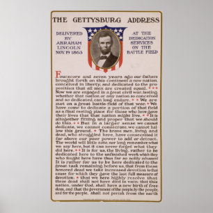 Pôster Endereço de Gettysburg por Abraham Lincoln 1863