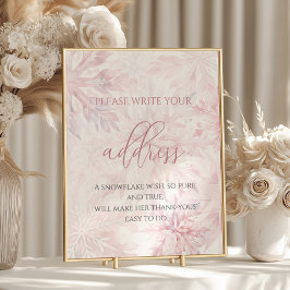 Poster Endereço do Floco de Neve Rosa chá de fraldas Girl