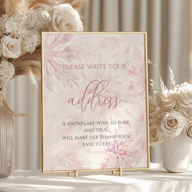 Poster Endereço do Floco de Neve Rosa chá de fraldas Girl (Criador carregado)