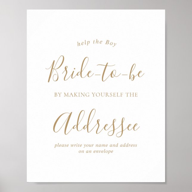 Poster Endereço Dourado e sinal de Chá de fraldas de enve (Frente)