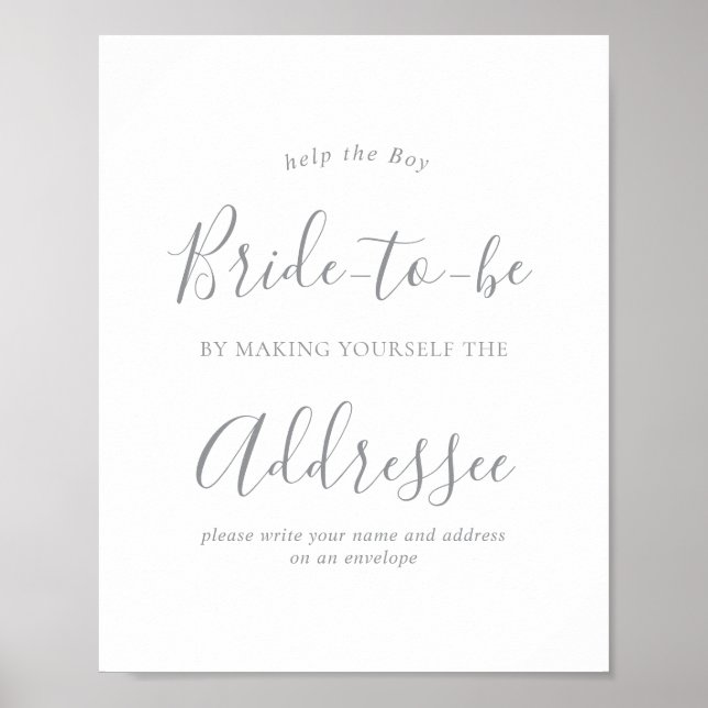 Poster Endereço prateado mínimo e sinal de envelope (Frente)