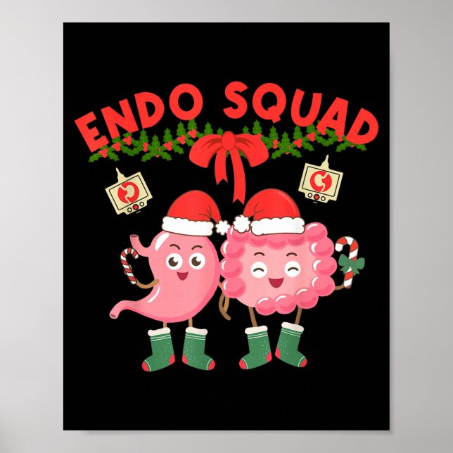 Poster Endo Squad Nurse Stomach Santa Hat Endoscopy Tech  (Frente)