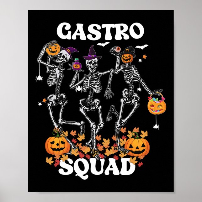 Poster Endoscopia Dançante De Esqueleto De Halloween Enfe (Frente)