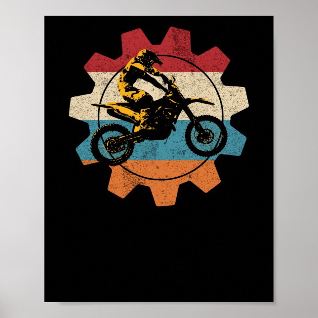 Poster Enduro de Motocross em motocicleta retrô fora da e (Frente)