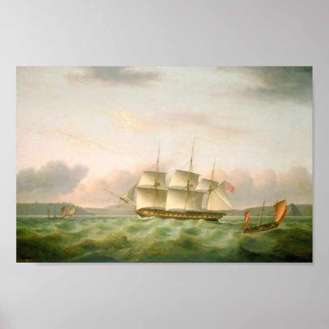 Poster Endymion off Plymouth por Thomas Luny (Frente)