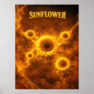 Poster Energia da Flor de Girassol Dourada