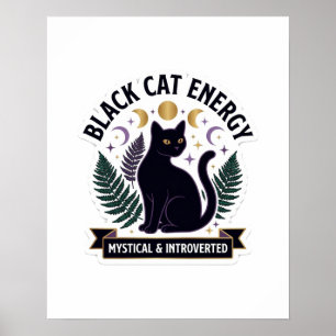 Poster Energia de Gata Preta - Celestial Mística e Introv