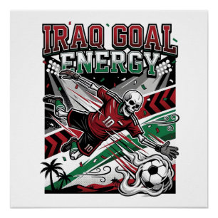 Pôster Energia do Gol do Iraque Esqueleto Striker Nações