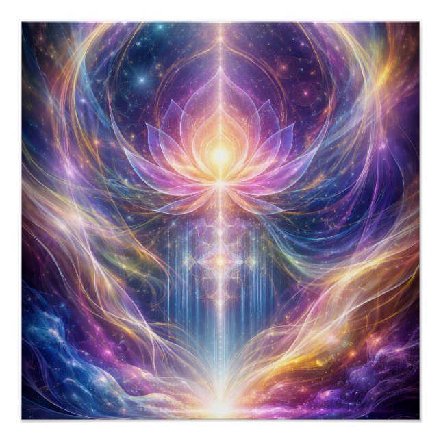 Pôster Energia do Lótus Celestial – Espiritualidade Abstr (Frente)