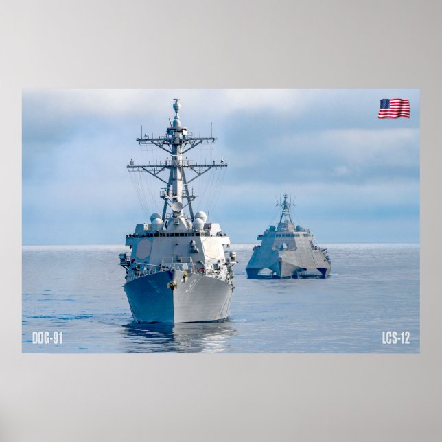 Poster ENERGIA MARÍTIMA - Navios Navais dos EUA (Frente)