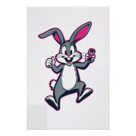 Pôster Energy Bunny Poster – Cute Rabbit Kids Wall Art