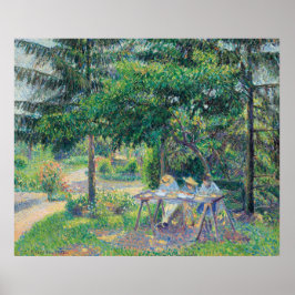 Poster Enfants attablés dans le jardin Camille Pissarro