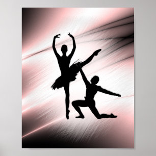 Poster Ênfase rosa da dança do Casal do balé