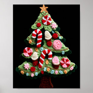 Poster Enfeite de árvore de Natal Cana de Açúcar Crochê F