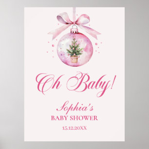 Poster Enfeite de Natal Rosa Oh Baby Churrasco de Bebê