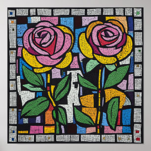 Poster Enfeite de Parede de Flor de Rosa Antiga Casa Acon