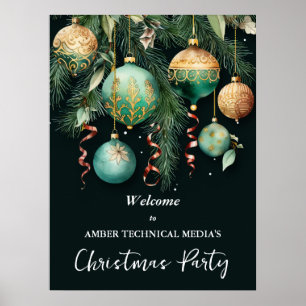 Poster Enfeites de Árvore Dourados Festa de Natal