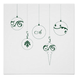 Pôster Enfeites de natal Bauble Verdes de inverno