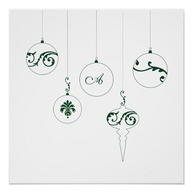 Pôster Enfeites de natal Bauble Verdes de inverno (Frente)
