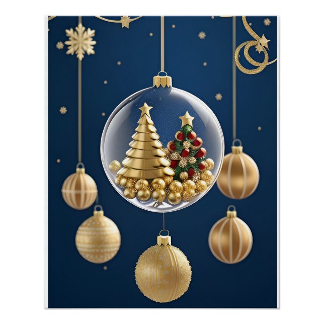 Pôster Enfeites de Natal Elegantes (Frente)