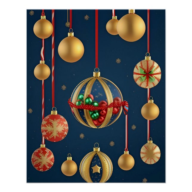 Pôster Enfeites de Natal Elegantes (Frente)