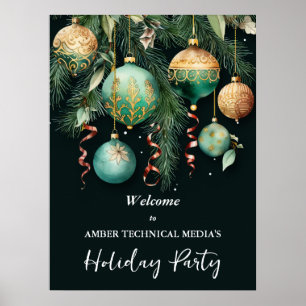 Poster Enfeites de Natal em Dourado Árvore de Natal Festa