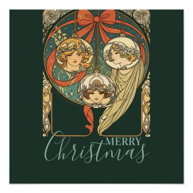 Pôster Enfeites de Natal Fé Esperança e Caridade Vetor (Frente)