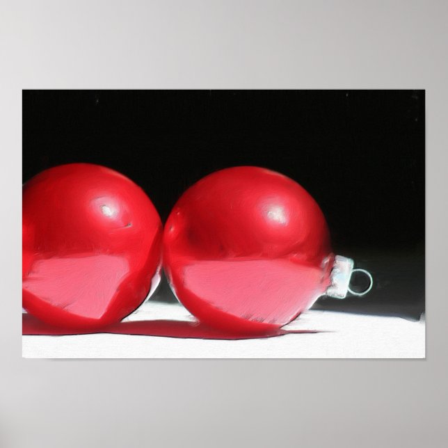 Pôster Enfeites de natal vermelho (Frente)