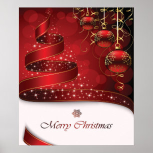 Pôster Enfeites de natal vermelho, branco e Ouro surpreen