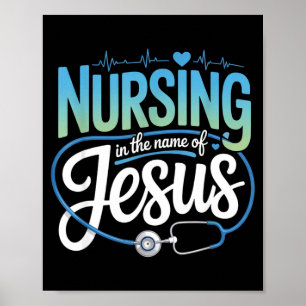 Poster Enfermagem em nome de enfermeira cristã Jesus
