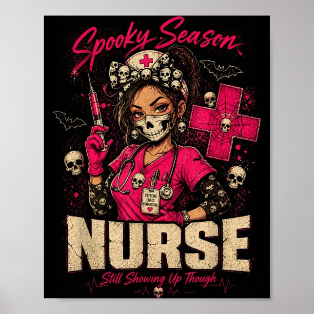 Poster Enfermeira Assustadora Presente de Halloween Crâni (Frente)
