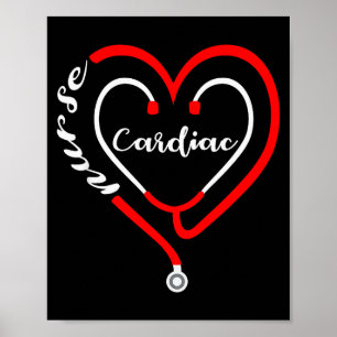 Poster Enfermeira cardíaca dia dos namorados estetoscópio