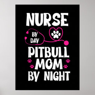 Poster Enfermeira Cute Touro Mamãe Cachorro Cachorro Pup