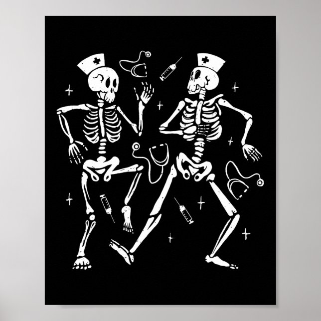 Poster Enfermeira dançando esqueleto Halloween Skeleton (Frente)