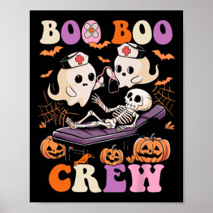 Poster Enfermeira de Boo Halloween Ghost Skeleton Enferme