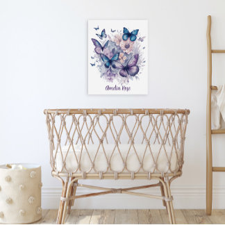 Poster Enfermeira de Borboletas de Aquarela Púrpura Perso