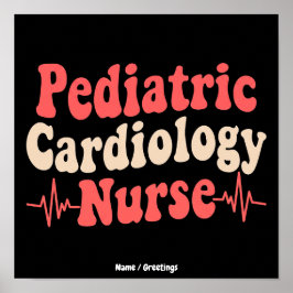 Poster Enfermeira de Cardiologia Pediátrica Retro Groovy 