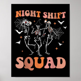 Poster Enfermeira de dança de esqueleto de Halloween Turn