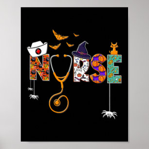 Poster Enfermeira de Halloween Enfermando um Bom Padrão d