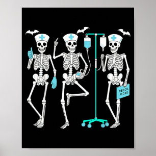 Poster Enfermeira de Halloween Esqueleto de Enfermagem Cu