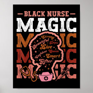 Poster Enfermeira de História Negra Menina Afro Mágica En