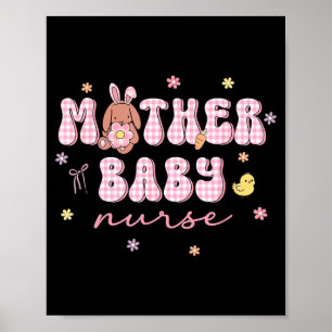 Poster Enfermeira de Mãe e Bebê Dia de Páscoa Mbu Coelho