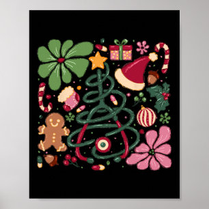 Poster Enfermeira de Natal Boho Flor Estetoscópio Enferma