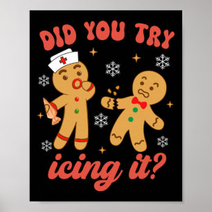 Poster Enfermeira de Natal divertida, Gingerpão Homem Voc